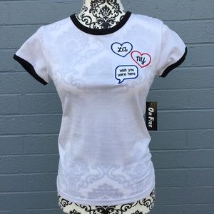 🆕 - ON FIRE White shirt w/patches